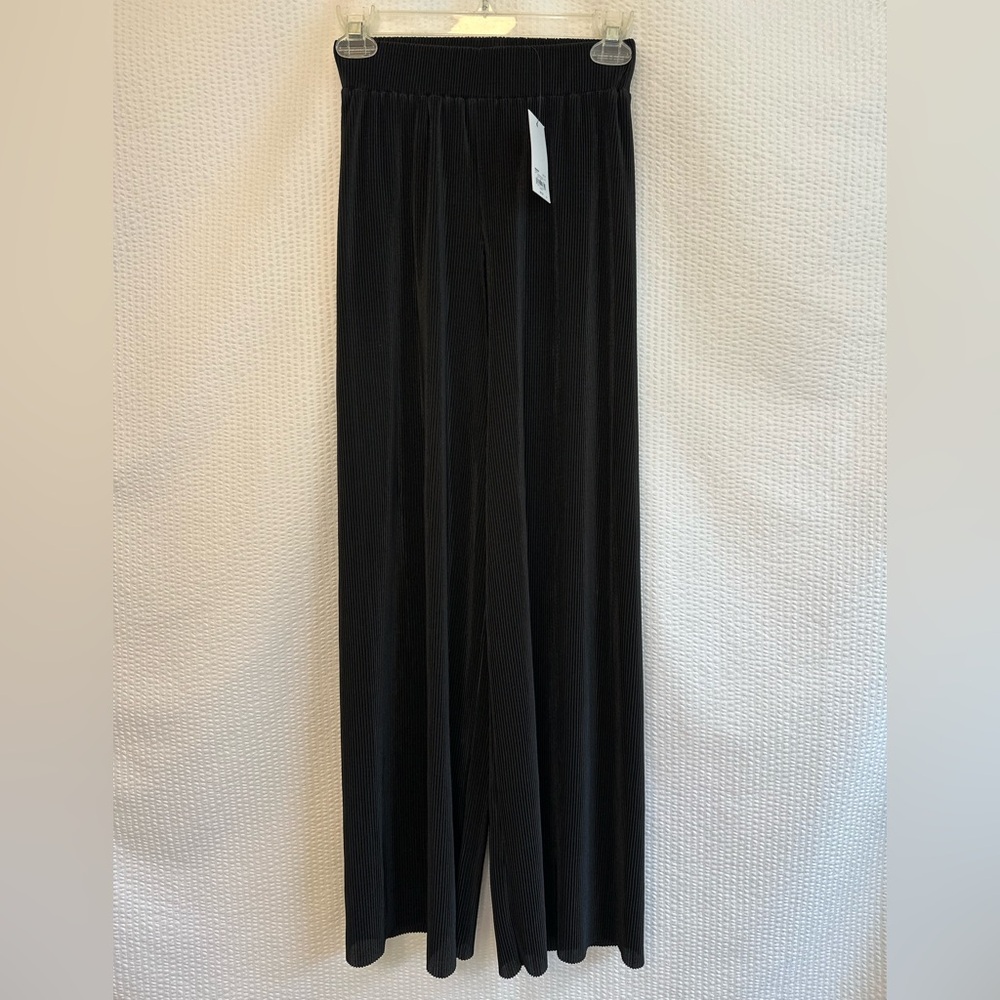 INTEMPO Black Pleated Wide Leg Pants Size XS NWT Pull On Palazzo Dressy Evening